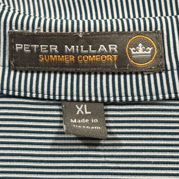 Peter Millar Men's Teal Striped Summer Comfort Polo Shirt XL Embroidered Logo - Picture 4 of 5